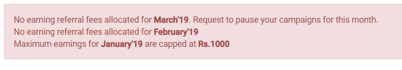 Flipkart Affiliate Shows Message Stopped & Pause Campaigns No Earning Withdrawal 